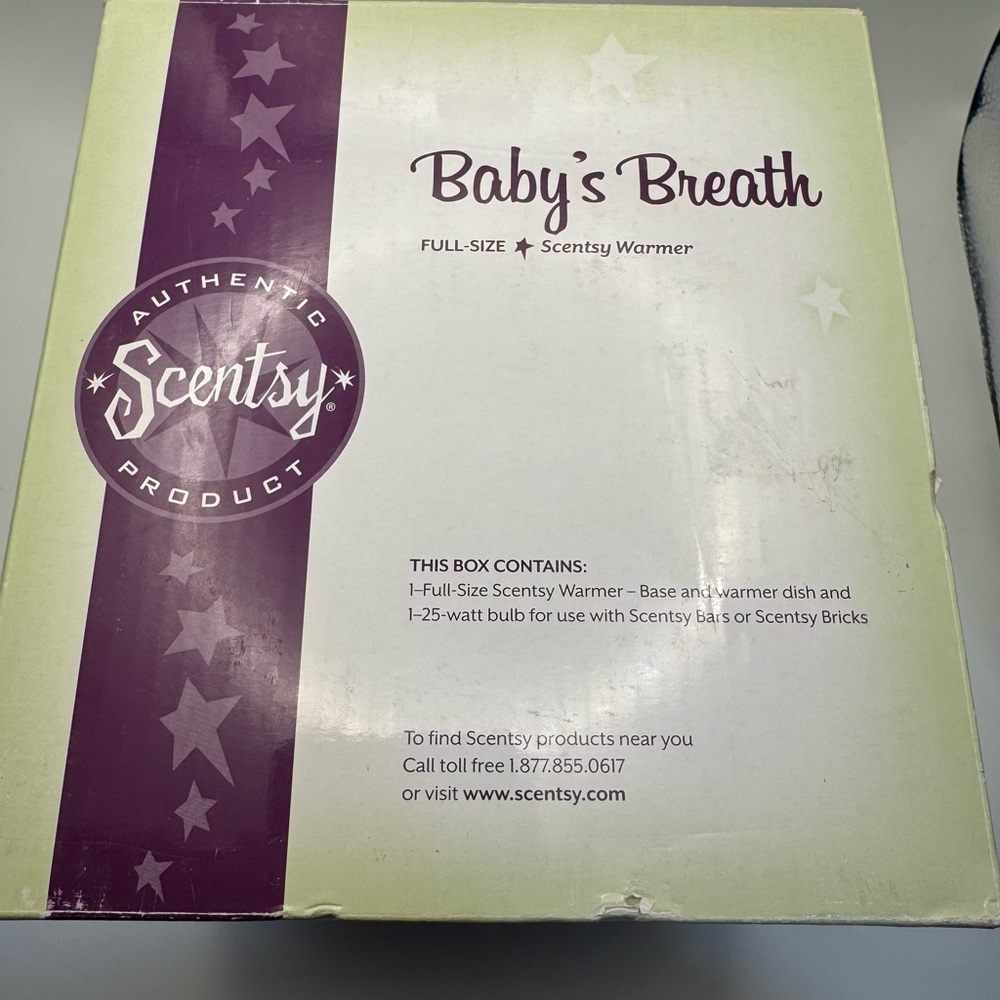 Scentsy Baby’s Breath Blue Wax Warmer Retired Full Size w/ Box - Picture 11 of 16